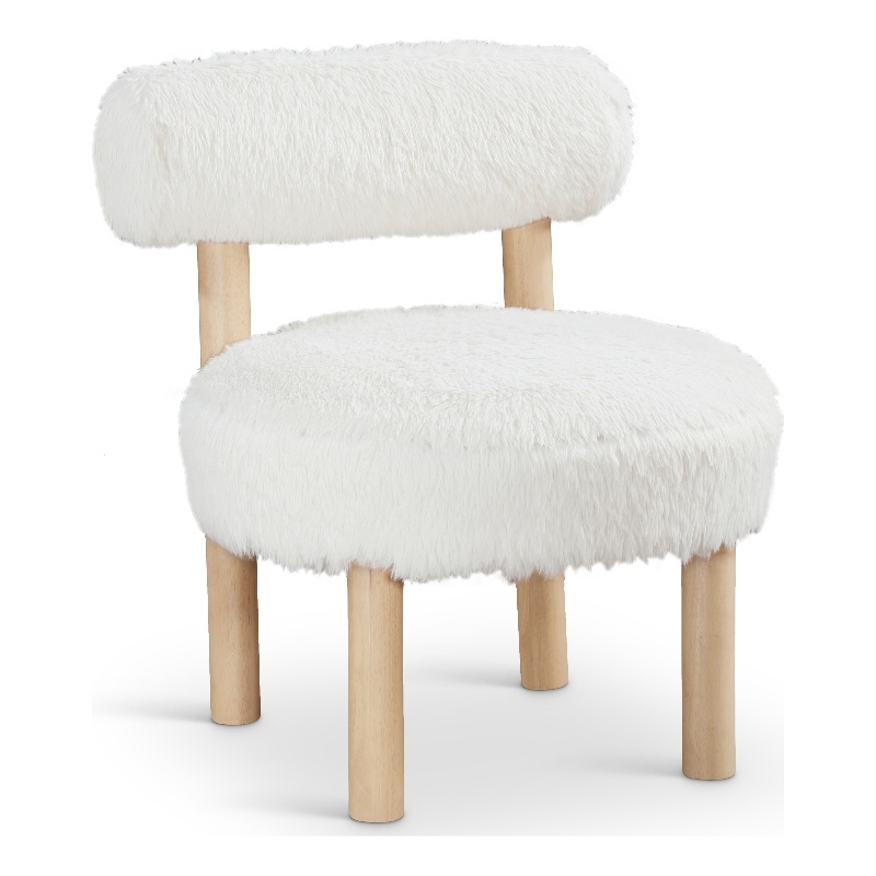 Meridian Furniture Ambre Cream Vegan Shearling Fabric Upholstered Accent Chair