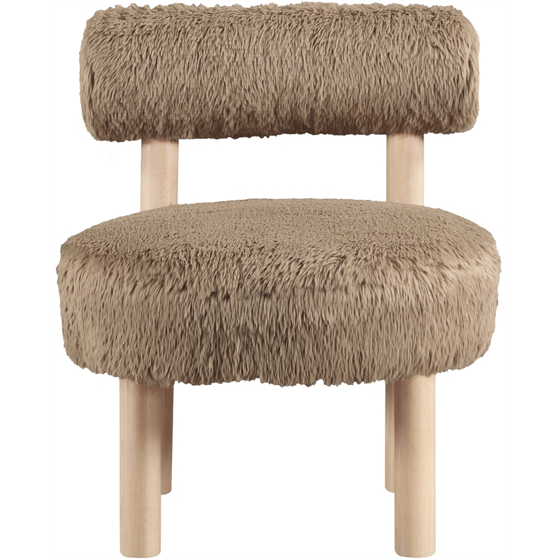 Meridian Furniture Ambre Tan Vegan Shearling Fabric Upholstered Accent Chair