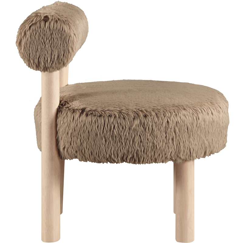 Meridian Furniture Ambre Tan Vegan Shearling Fabric Upholstered Accent Chair