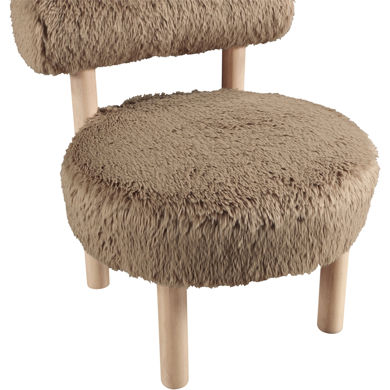 Meridian Furniture Ambre Tan Vegan Shearling Fabric Upholstered Accent Chair