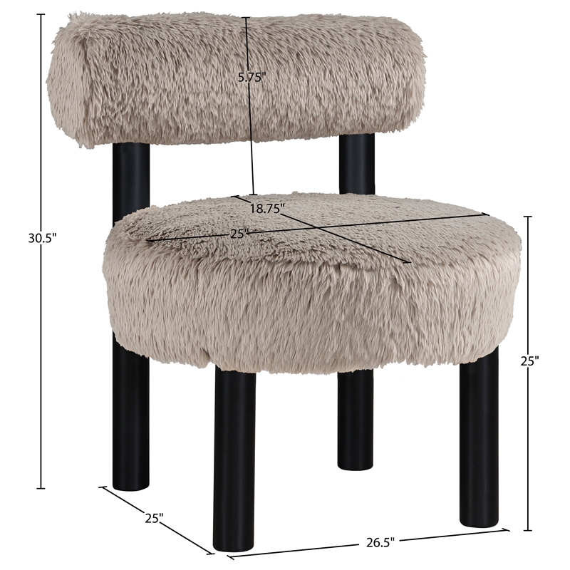Meridian Furniture Ambre Beige Vegan Shearling Fabric Upholstered Accent Chair