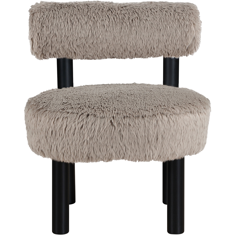 Meridian Furniture Ambre Beige Vegan Shearling Fabric Upholstered Accent Chair