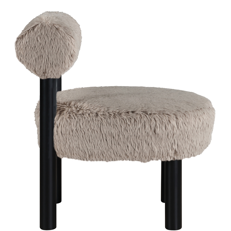 Meridian Furniture Ambre Beige Vegan Shearling Fabric Upholstered Accent Chair