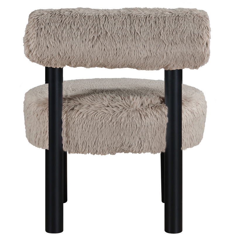Meridian Furniture Ambre Beige Vegan Shearling Fabric Upholstered Accent Chair
