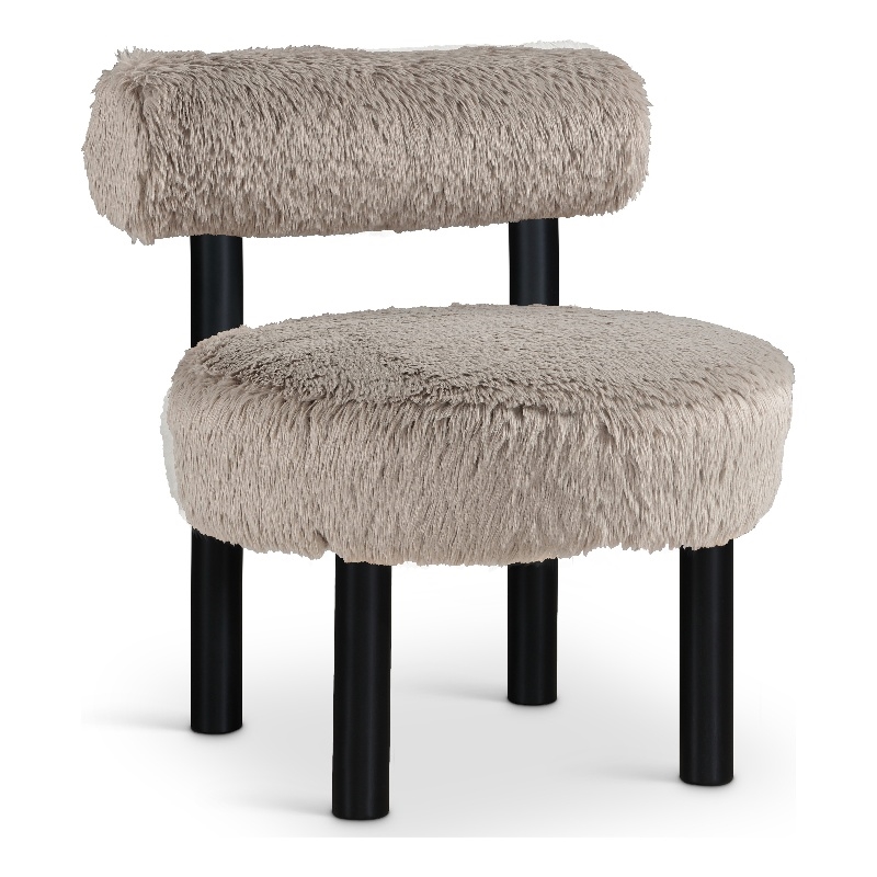 Meridian Furniture Ambre Beige Vegan Shearling Fabric Upholstered Accent Chair