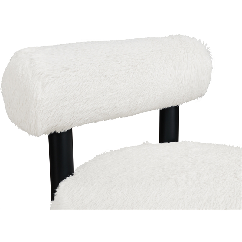 Meridian Furniture Ambre Cream Vegan Shearling Fabric Upholstered Accent Chair