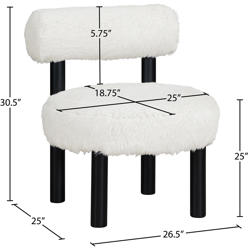 Meridian Furniture Ambre Cream Vegan Shearling Fabric Upholstered Accent Chair