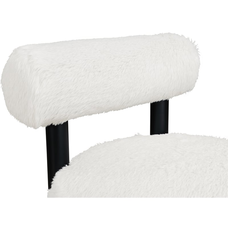 Meridian Furniture Ambre Cream Vegan Shearling Fabric Upholstered Accent Chair