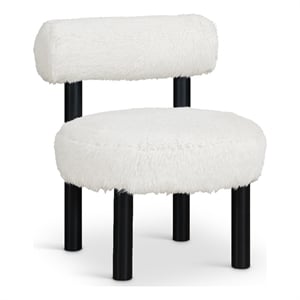 Meridian Furniture Ambre Cream Vegan Shearling Fabric Upholstered Accent Chair
