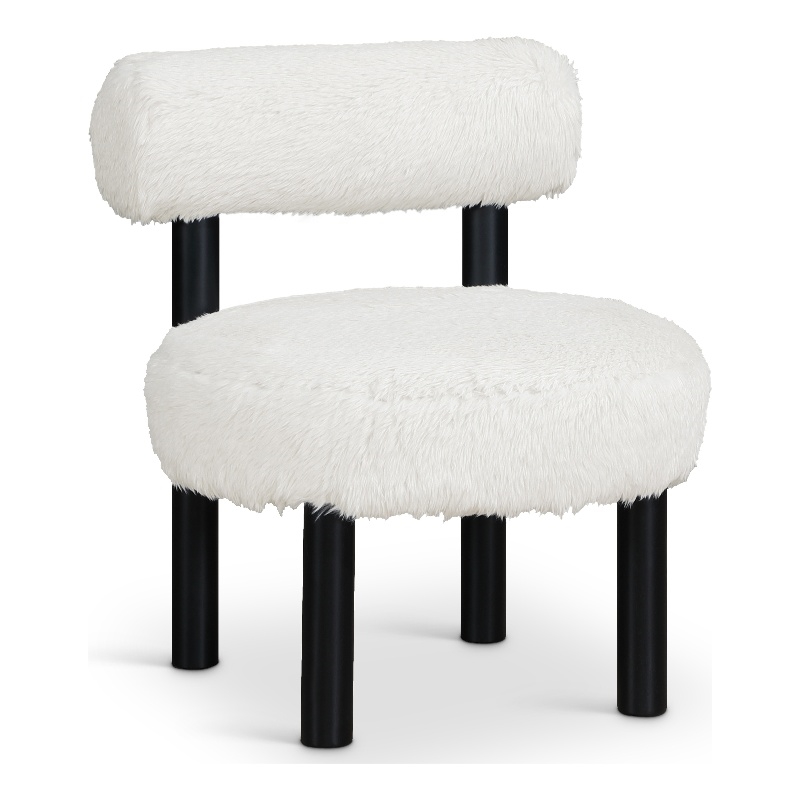 Meridian Furniture Ambre Cream Vegan Shearling Fabric Upholstered Accent Chair