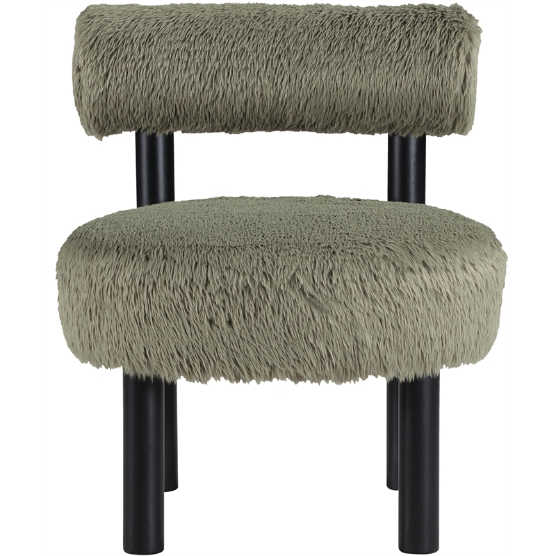 Meridian Furniture Ambre Green Vegan Shearling Fabric Upholstered Accent Chair