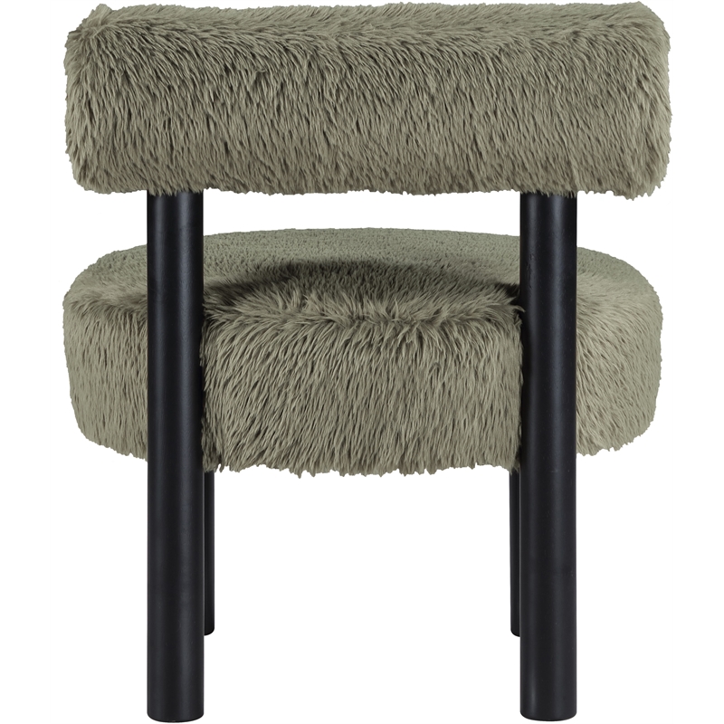 Meridian Furniture Ambre Green Vegan Shearling Fabric Upholstered Accent Chair
