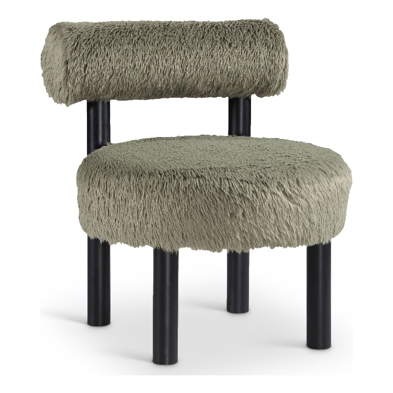 Meridian Furniture Ambre Green Vegan Shearling Fabric Upholstered Accent Chair