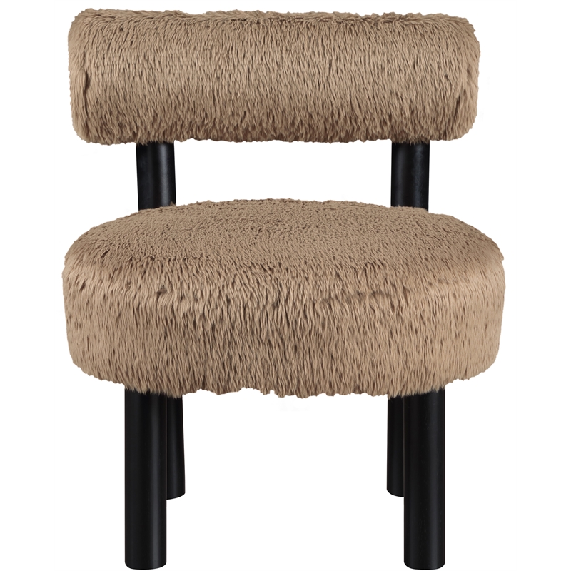 Meridian Furniture Ambre Tan Vegan Shearling Fabric Upholstered Accent Chair