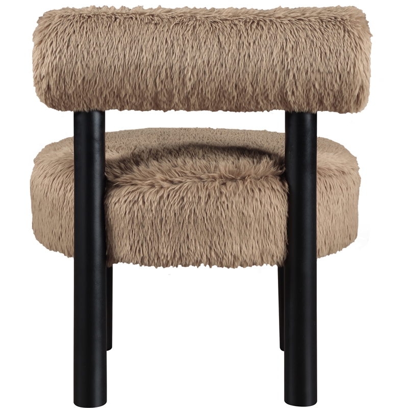 Meridian Furniture Ambre Tan Vegan Shearling Fabric Upholstered Accent Chair