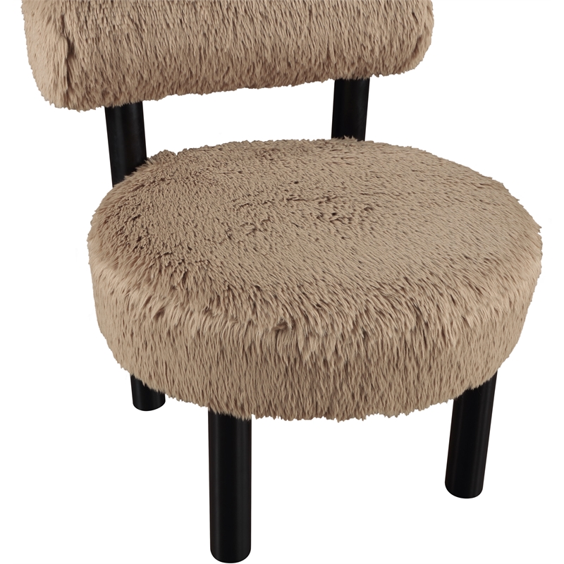 Meridian Furniture Ambre Tan Vegan Shearling Fabric Upholstered Accent Chair