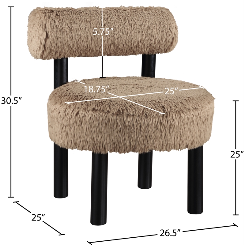 Meridian Furniture Ambre Tan Vegan Shearling Fabric Upholstered Accent Chair