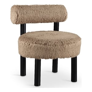Meridian Furniture Ambre Tan Vegan Shearling Fabric Upholstered Accent Chair