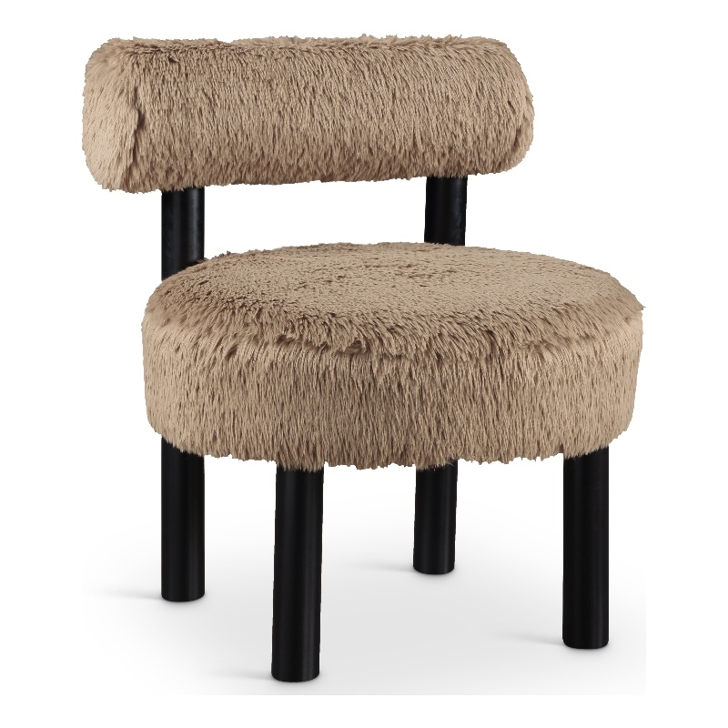 Meridian Furniture Ambre Tan Vegan Shearling Fabric Upholstered Accent Chair
