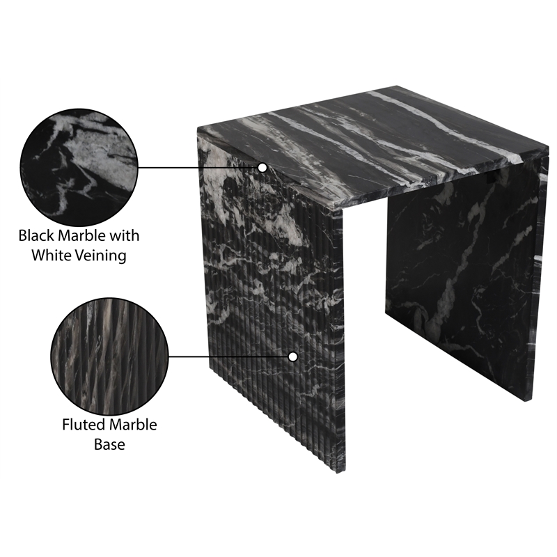 Meridian Furniture Pienza Black Marble End Table