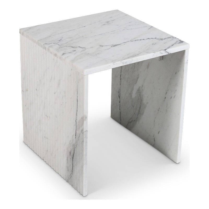 Meridian Furniture Pienza White Marble End Table