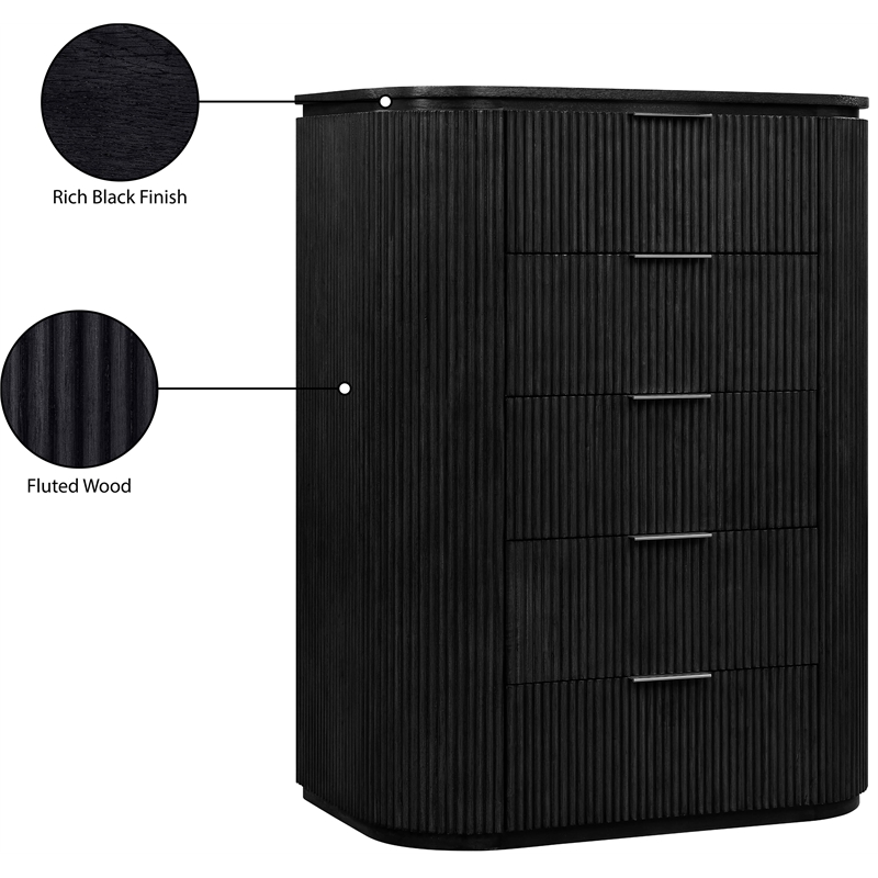 Meridian Furniture Astrid Black Solid Wood And Oak Veneer Chest