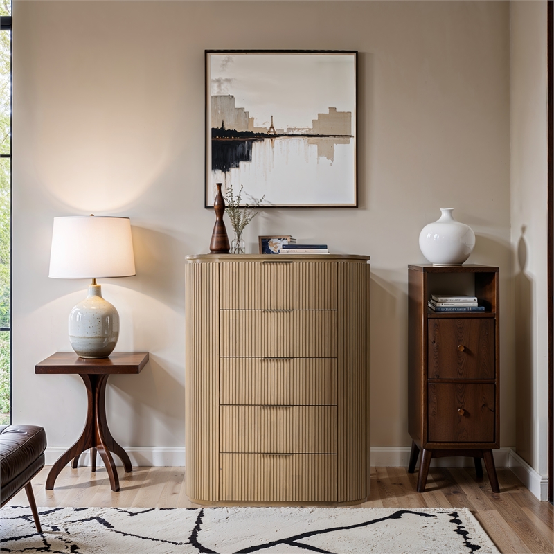 Meridian Furniture Astrid Natural Solid Wood And Oak Veneer Chest