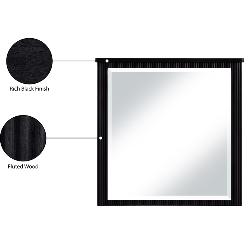 Meridian Furniture Astrid Black Solid Wood And Oak Veneer Mirror