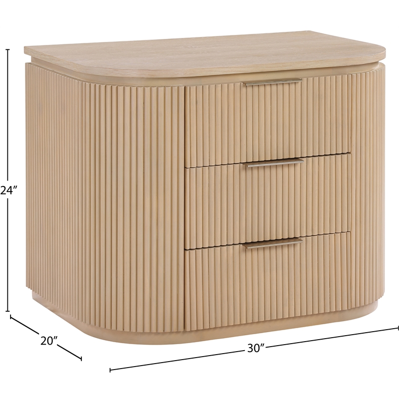 Meridian Furniture Astrid Natural Solid Wood And Oak Veneer Nightstand