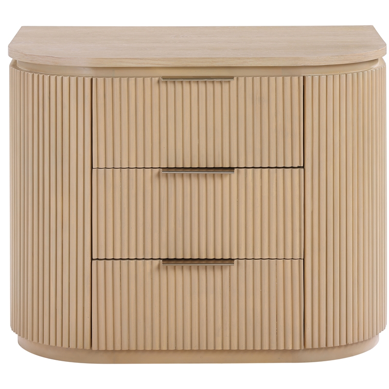 Meridian Furniture Astrid Natural Solid Wood And Oak Veneer Nightstand