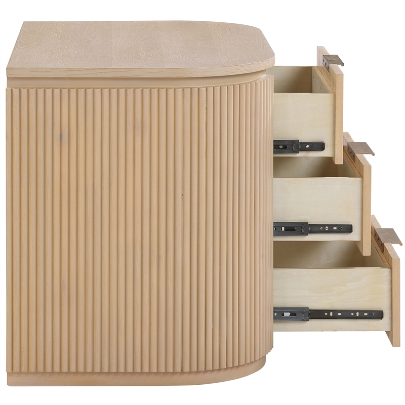 Meridian Furniture Astrid Natural Solid Wood And Oak Veneer Nightstand