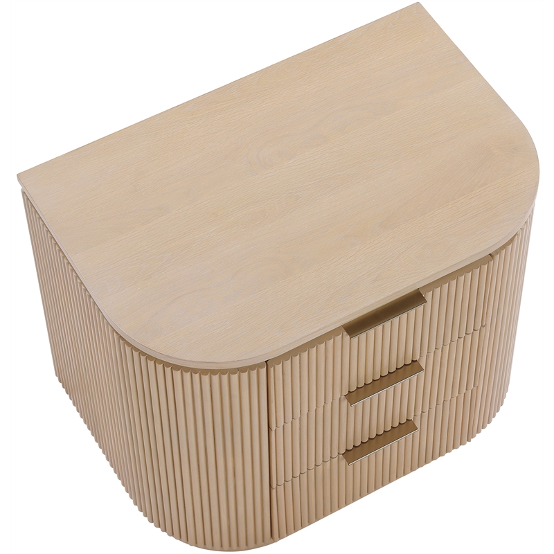 Meridian Furniture Astrid Natural Solid Wood And Oak Veneer Nightstand