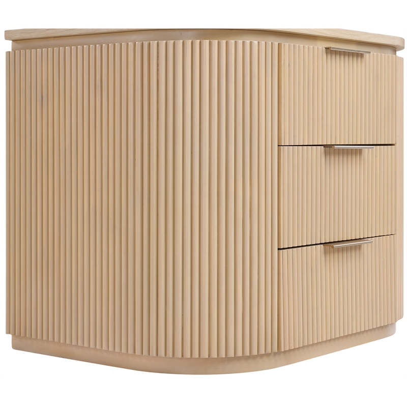 Meridian Furniture Astrid Natural Solid Wood And Oak Veneer Nightstand