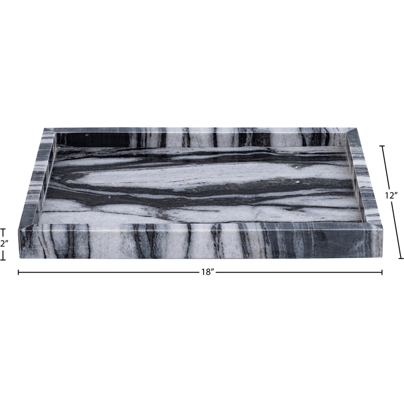 Meridian Furniture Barletta Panda Rectangular Marble Tray