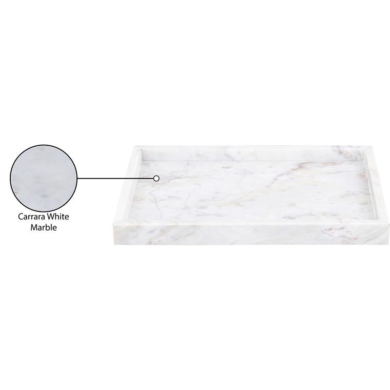 Meridian Furniture Barletta White Rectangular Marble Tray