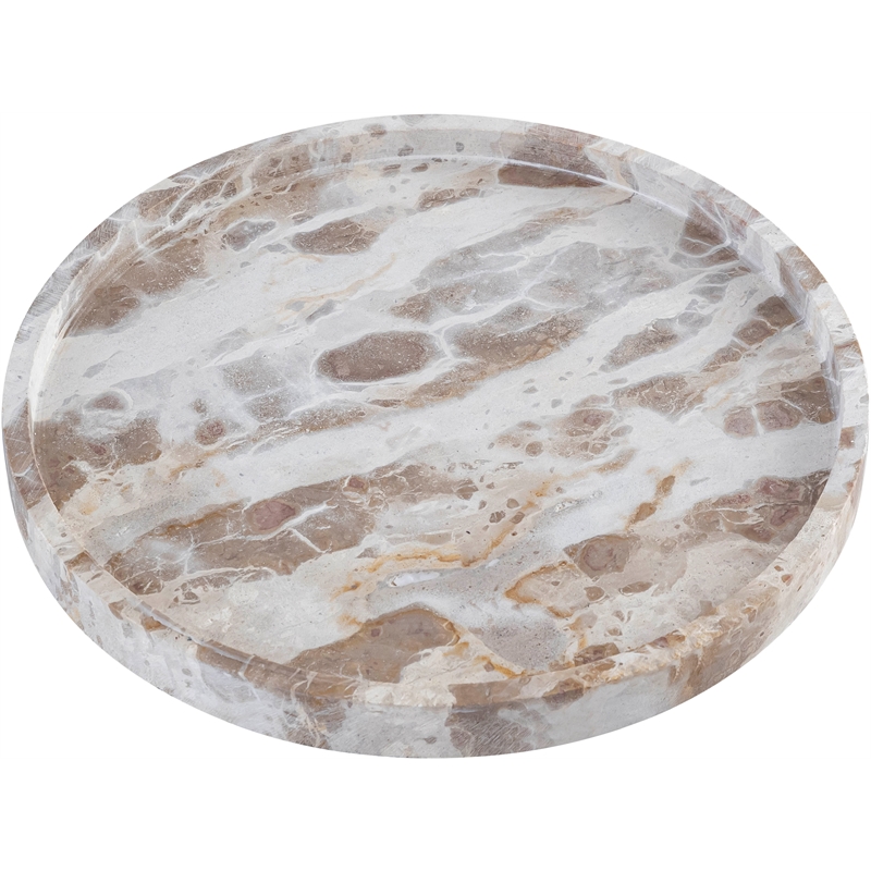 Meridian Furniture Barletta Beige Round Marble Tray