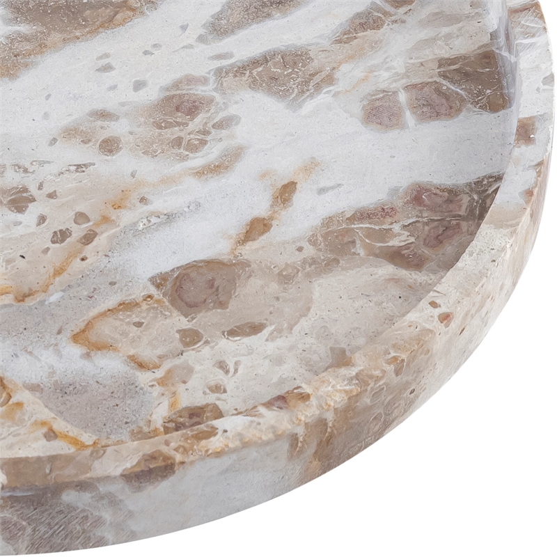 Meridian Furniture Barletta Beige Round Marble Tray