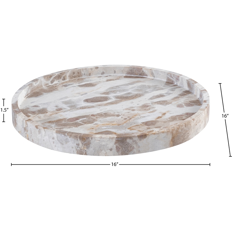 Meridian Furniture Barletta Beige Round Marble Tray