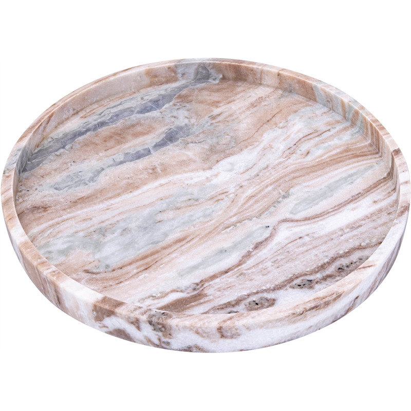 Meridian Furniture Barletta Brown Round Marble Tray