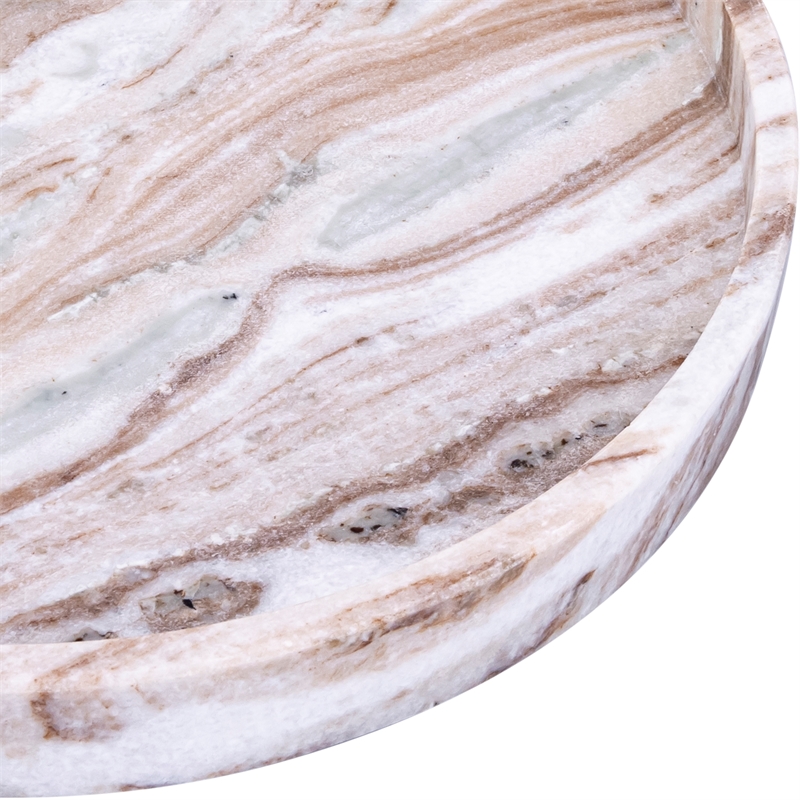 Meridian Furniture Barletta Brown Round Marble Tray