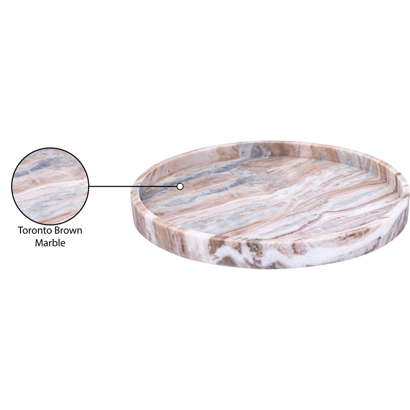 Meridian Furniture Barletta Brown Round Marble Tray
