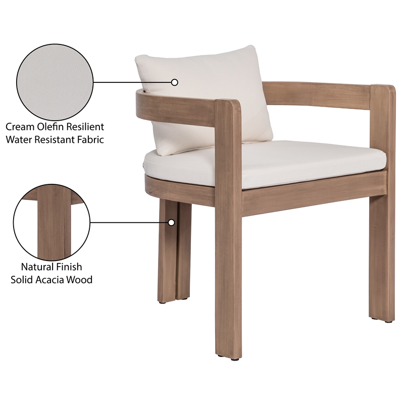 Meridian Furniture Newport Cream Water Resistant Fabric Patio Dining Chair