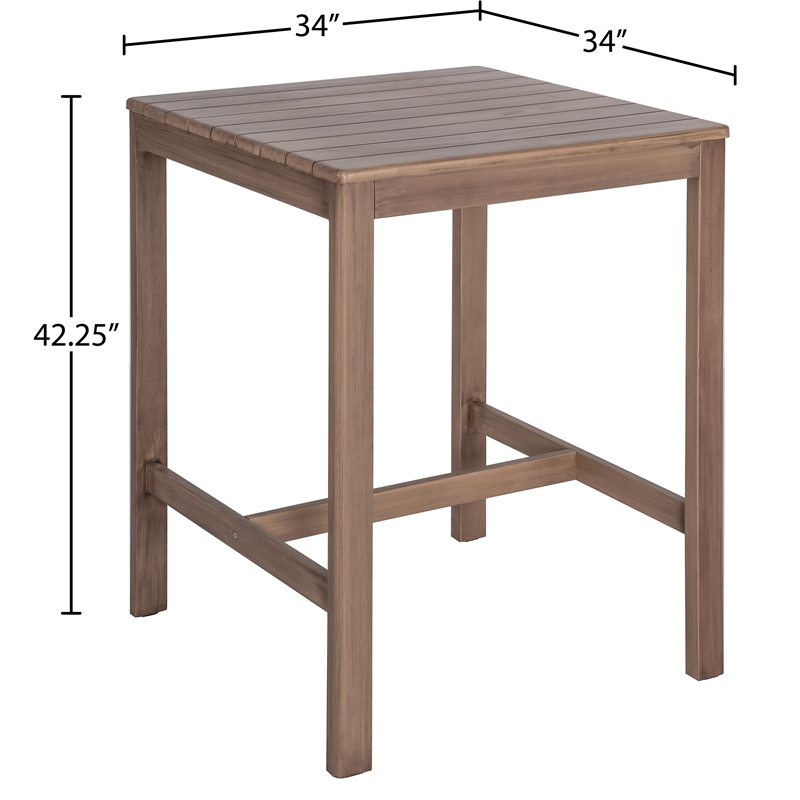 Meridian Furniture Newport Acacia Wood Patio Square Bar Table w/ Cover