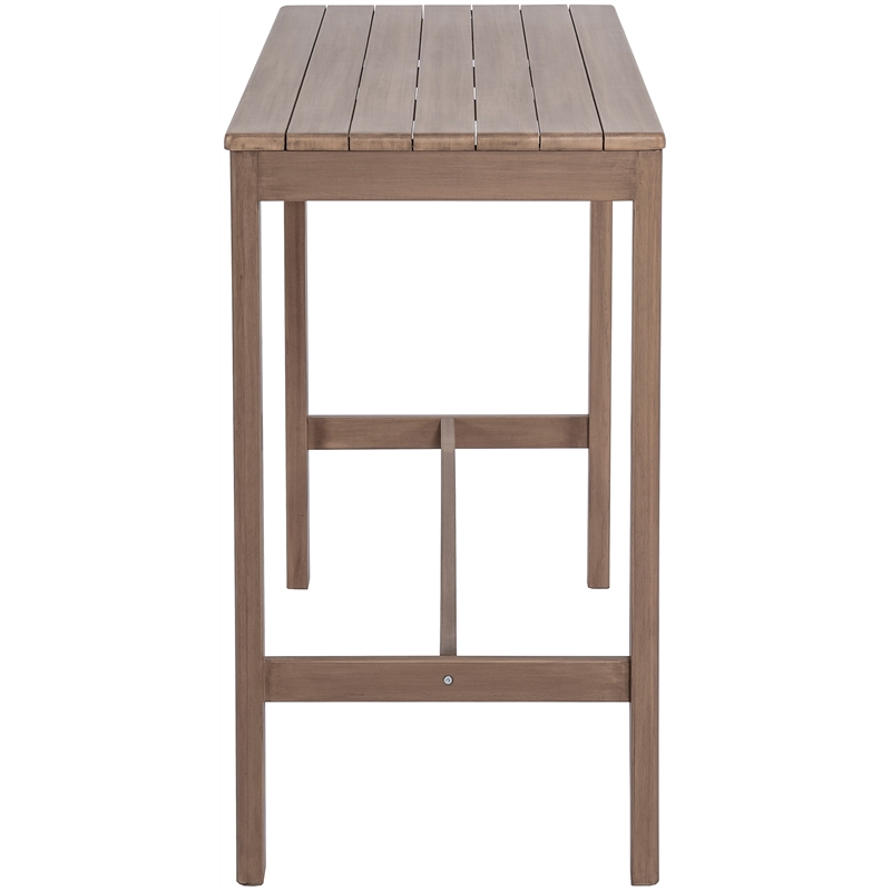 Meridian Furniture Newport Acacia Wood Patio Rectangle Bar Table w/ Cover