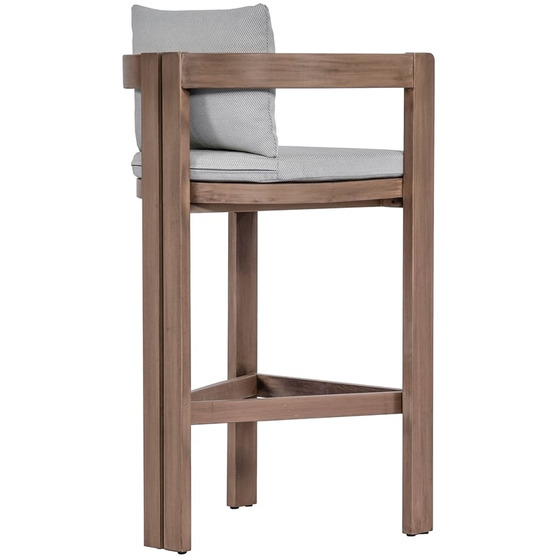 Meridian Furniture Newport Grey Water Resistant Fabric Patio Bar Stool