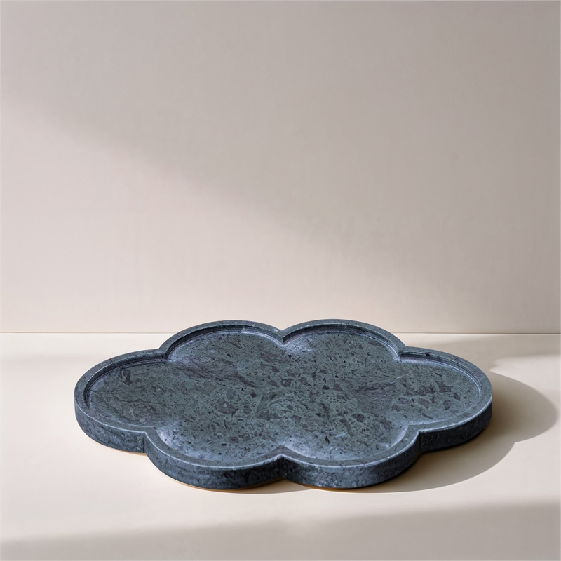Meridian Furniture Rimini Green Clover Shaped Marble Tray