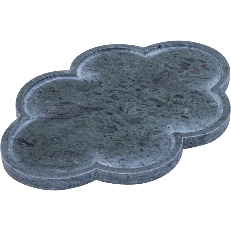 Meridian Furniture Rimini Green Clover Shaped Marble Tray