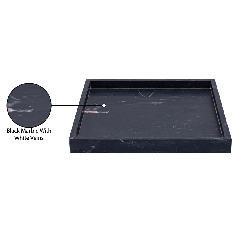 Meridian Furniture Barletta Black Square Marble Tray