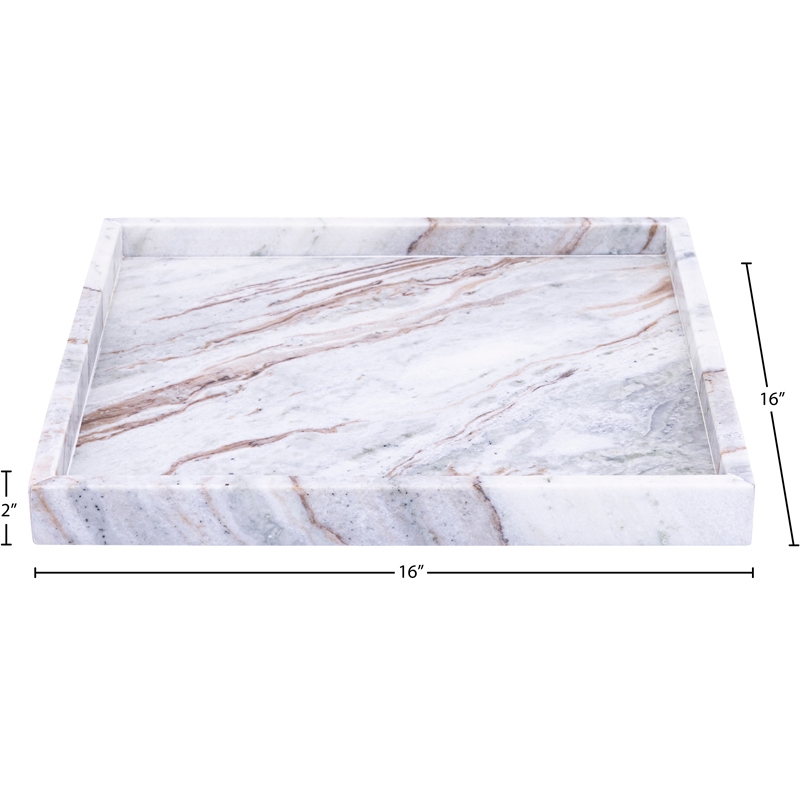 Meridian Furniture Barletta Brown Square Marble Tray