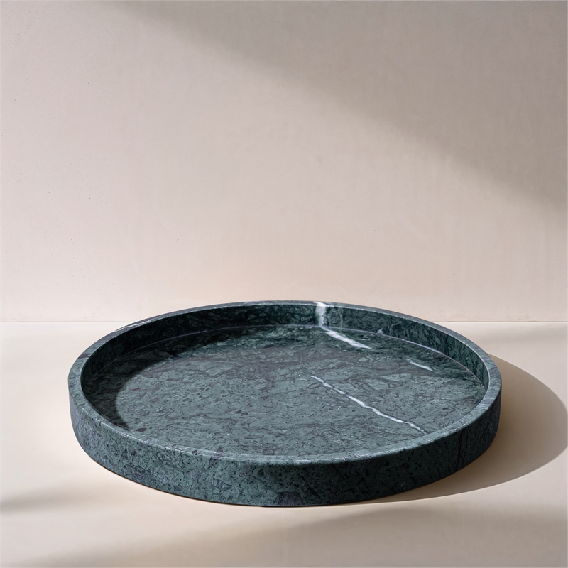 Meridian Furniture Barletta Green Round Marble Tray